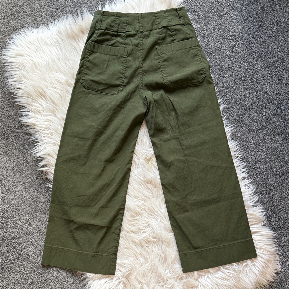 Maeve by anthropologie The Colette High-Waist Wide Leg Olive Green Pants 27p - Picture 3 of 3